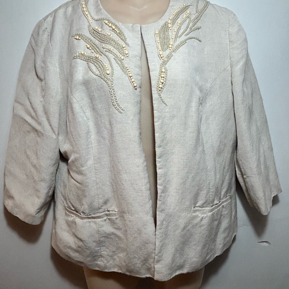Coldwater Creek Beige Embroidered Blazer